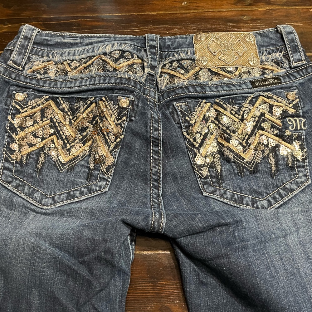 Gold/silver sequin Miss Me jeans